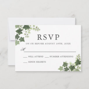 Elegant Ivy and Fern Wedding RSVP Karte