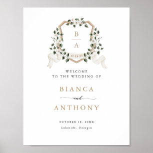 Elegant Ivy Greenery Wappen Begrüßung Poster