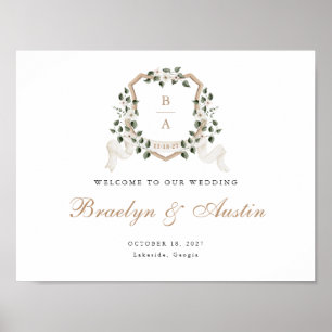 Elegant Ivy Greenery Wappen Begrüßung Poster