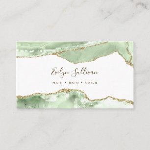 Elegant Jade Green Agate Business Card Visitenkarte