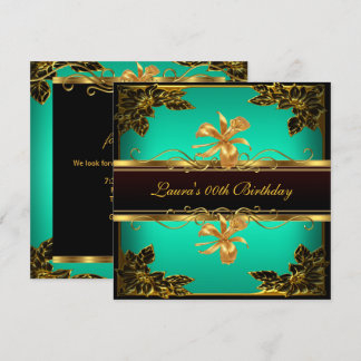 Elegant Jade Green Black Gold Geburtstagsparty Einladung