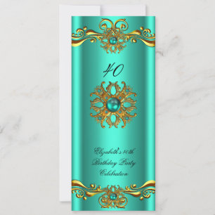 Elegant Jade Green Jewel Gold Geburtstagsparty Einladung