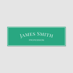 Elegant Jade Green White Border: Moderne Minimalis Namensschild