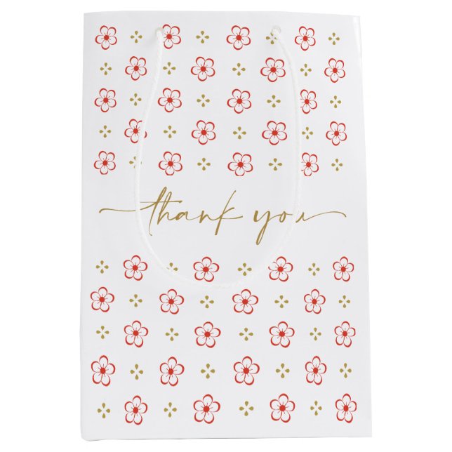 Elegant Japanese Plum Blossom  Mittlere Geschenktüte (Vorderseite)