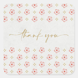 Elegant Japanese Plum Blossom Quadratischer Aufkleber