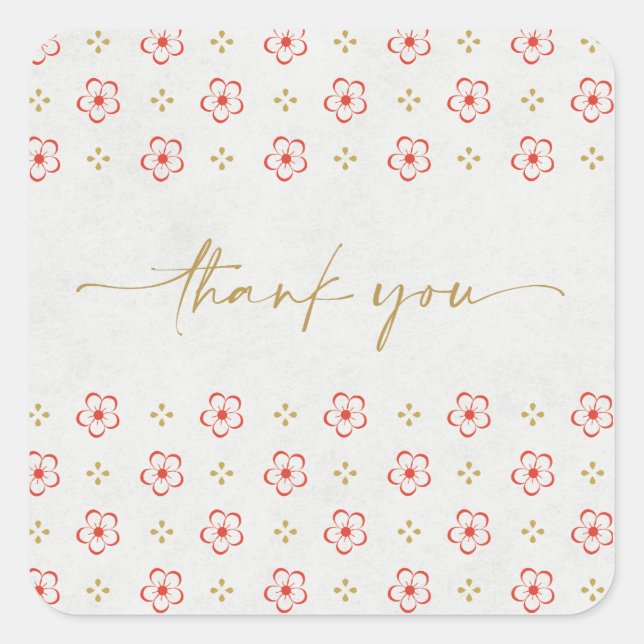 Elegant Japanese Plum Blossom  Quadratischer Aufkleber (Vorderseite)