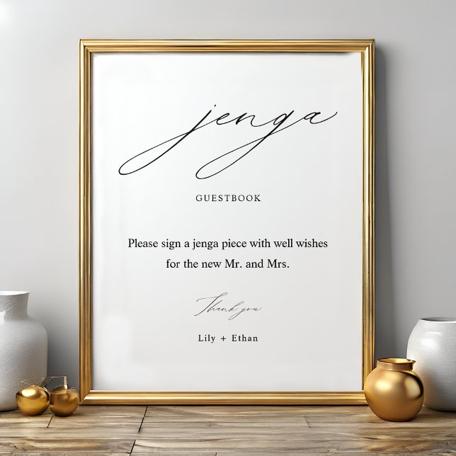 Elegant Jenga Wedding Guest Book Sign Poster (Von Creator hochgeladen)