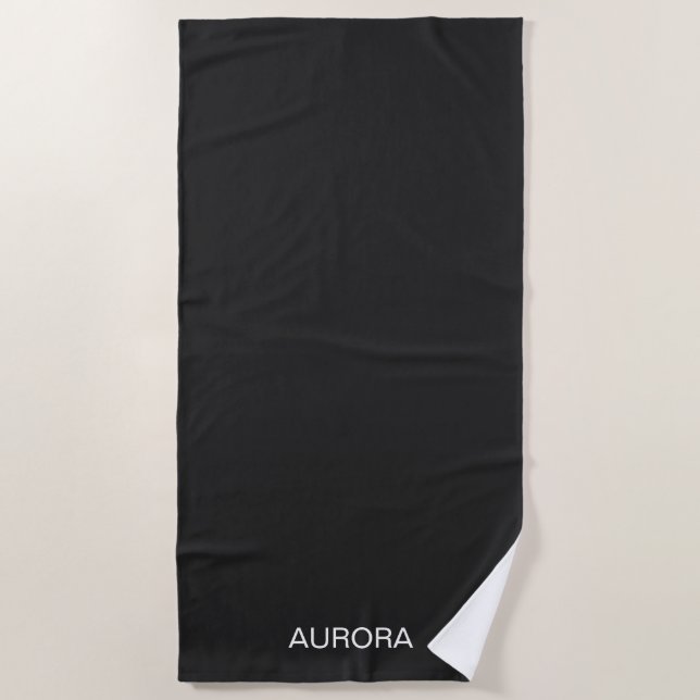 Elegant Jet Black Personalisiert Name - Strandtuch (Vorderseite)