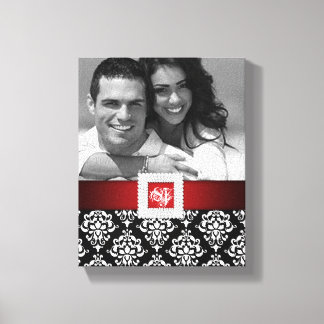 Elegant Jewel Damask Print Foto Red Black Leinwanddruck