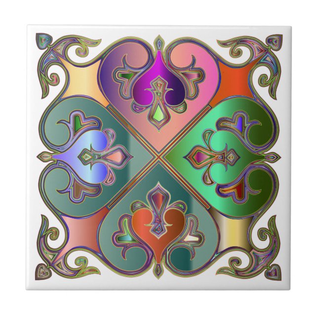 Elegant Jewel-Tone Arabesque Abstrakt Personalisie Fliese (Vorderseite)