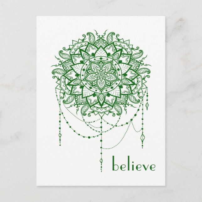 Elegant Jeweled Zen Mandala "Glaube" Postkarte (Vorderseite)