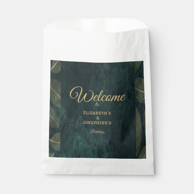 Elegant Joint Double Birthday Twin Geschenktütchen (Vorderseite)