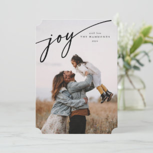 Elegant 'Joy' Black Typographic Script Feiertagskarte