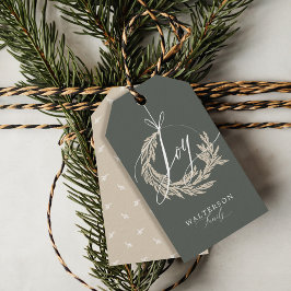 Elegant Joy Calligraphy Garland Wreath Familiennam Geschenkanhänger