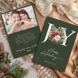 Elegant Joy Christmas Wreath Foto Feiertagskarte