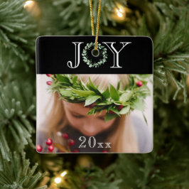Elegant Joy Foto Personalisiert Holiday Weihnachte Keramikornament