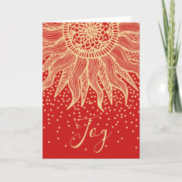 Elegant Joy Red Gold Boho Sun Mandala Weihnachten