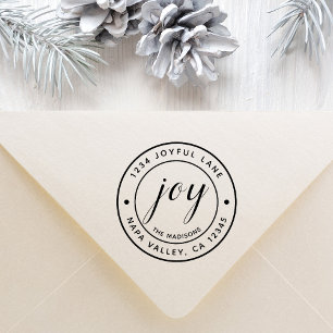 Elegant Joy Round Rücksendeadresse Permastempel