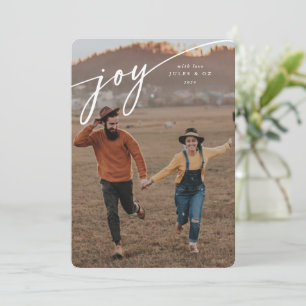 Elegant 'Joy' Weißes Typografisches Script Feiertagskarte
