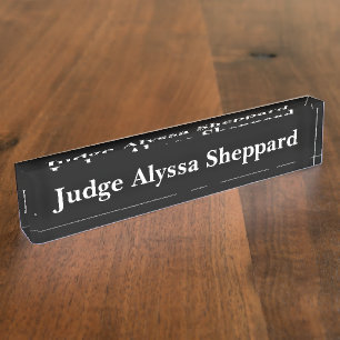 Elegant Judge Acrylic Black Namensplakette