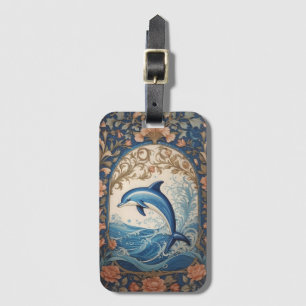 Elegant Jumping Dolphin William Morris Inspiriert Gepäckanhänger