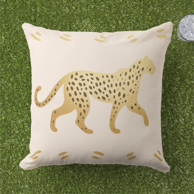 Elegant Jungle Pink and Gold Leopard  Kissen (Gras)