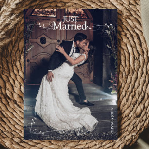 Elegant Just Married Elegante Schrift Fotos Hochze Ankündigung
