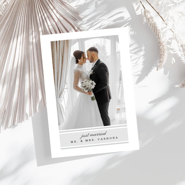 Elegant Just Married Elopement Photo Announcement Ankündigung (Von Creator hochgeladen)