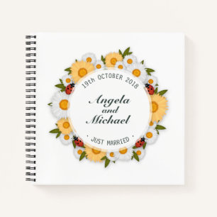 Elegant Just Married Floral Wedding   Gästebuch Notizbuch