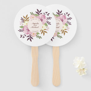 Elegant Just Married Floral Wedding Handfächer