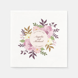 Elegant Just Married Floral Wedding   Napkin Serviette