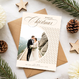 Elegant Just Married Newlywed Photo Christmas Feiertagskarte