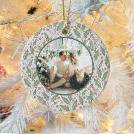 Elegant Just Married Newlywed Photo Christmas Keramik Ornament