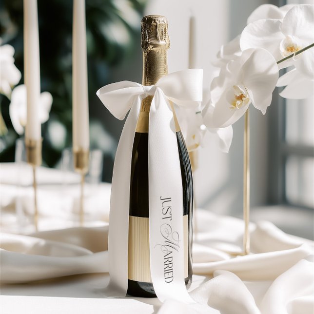 Elegant Just Married Single Inscription Wedding  Satinband (Please note: this ribbon features one single inscription only. It is not a repeating pattern.)