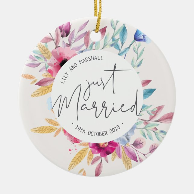 Elegant Just Married Wedding | KERAMIK Ornament (Vorne)