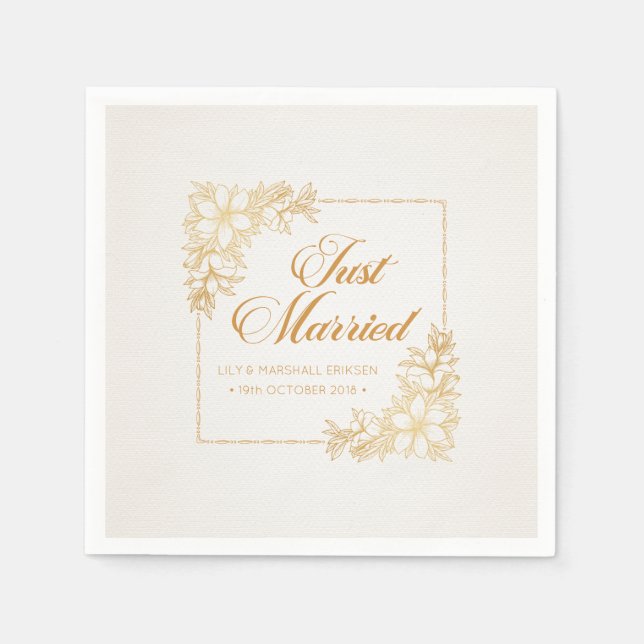 Elegant Just Married Wedding | Serviette (Vorderseite)