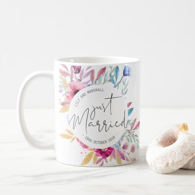 Elegant Just Married Wedding | Tasse (Mit Donut)