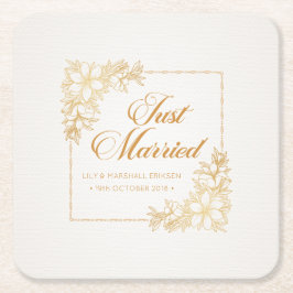 Elegant Just Married Wedding | Untersetzer Papier