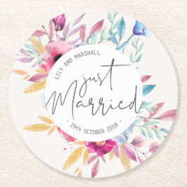 Elegant Just Married Wedding | Untersetzer Papier
