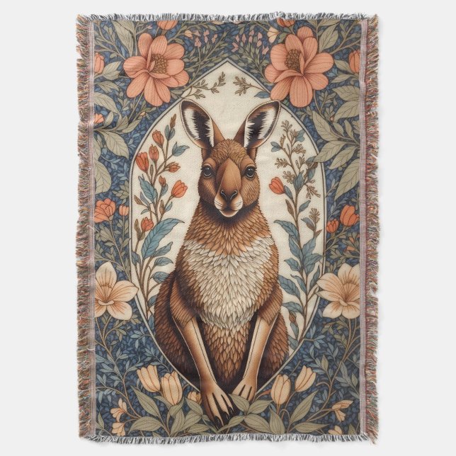 Elegant Kangaroo William Morris Inspired  Decke (Vorderseite Vertikal)