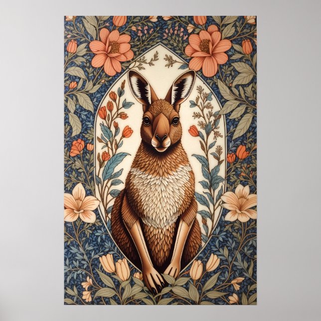 Elegant Kangaroo William Morris Inspired  Poster (Vorne)