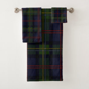 Elegant Kariert Grün Lila Rustikal Tartan Badhandtuch Set