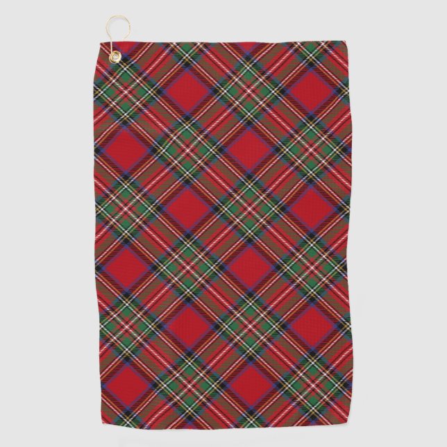 Elegant Kariert Rustic Clan Stewart Tartan Golfhandtuch (Vorderseite)