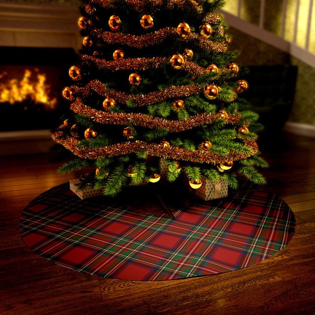 Elegant Kariert Rustic Clan Stewart Tartan Weihnac Polyester Weihnachtsbaumdecke (Plaid Clan Stewart Tartan Tree Skirt)