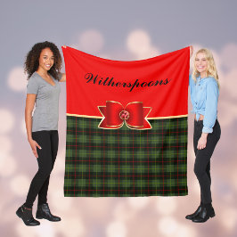Elegant Kariert und Bow mit Namen Weihnachten Fleecedecke