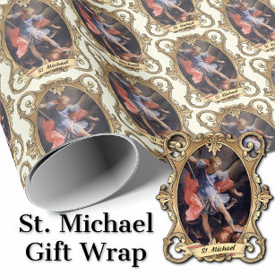 Elegant katholische Heilige Michael Archangel Reli Geschenkpapier