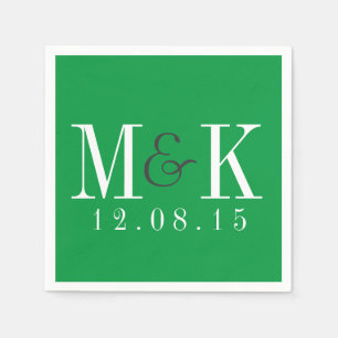 Elegant Kelly Green Monogram Wedding Napkins Serviette