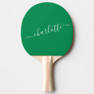 Elegant Kelly Green Script Name Personalisiert Tischtennis Schläger