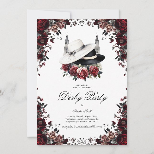 Elegant Kentucky Derby Bridal Shower Invitation Fl Einladung (Vorderseite)