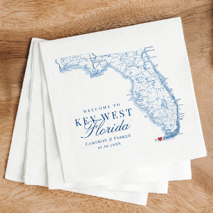 Elegant Key West Florida Map Wedding Serviette